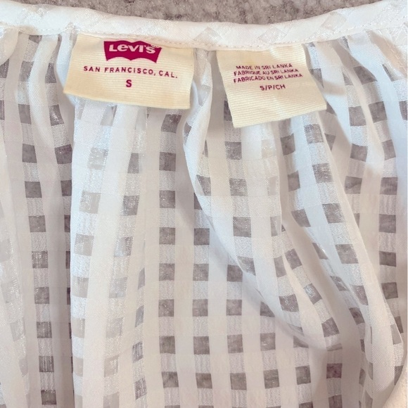 Levis Womens Boho Wrap Top Blouse 3/4 balloon Sleeve Tie Waist size Small Sheer - Picture 3 of 10